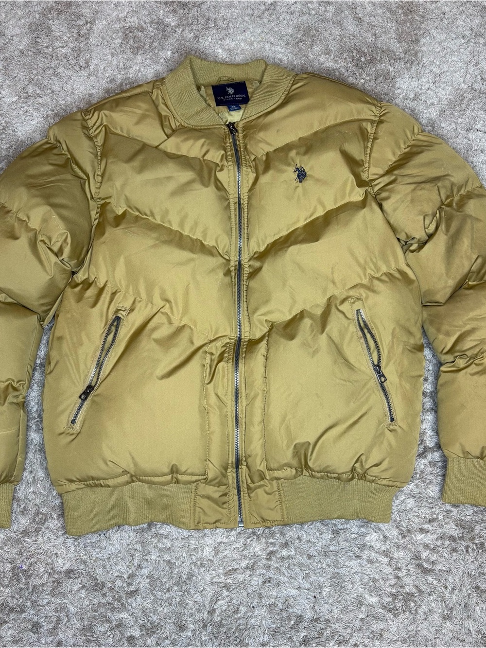 U.S. Polo Assn. Olive-Yellow Quilted Puffer Jacket